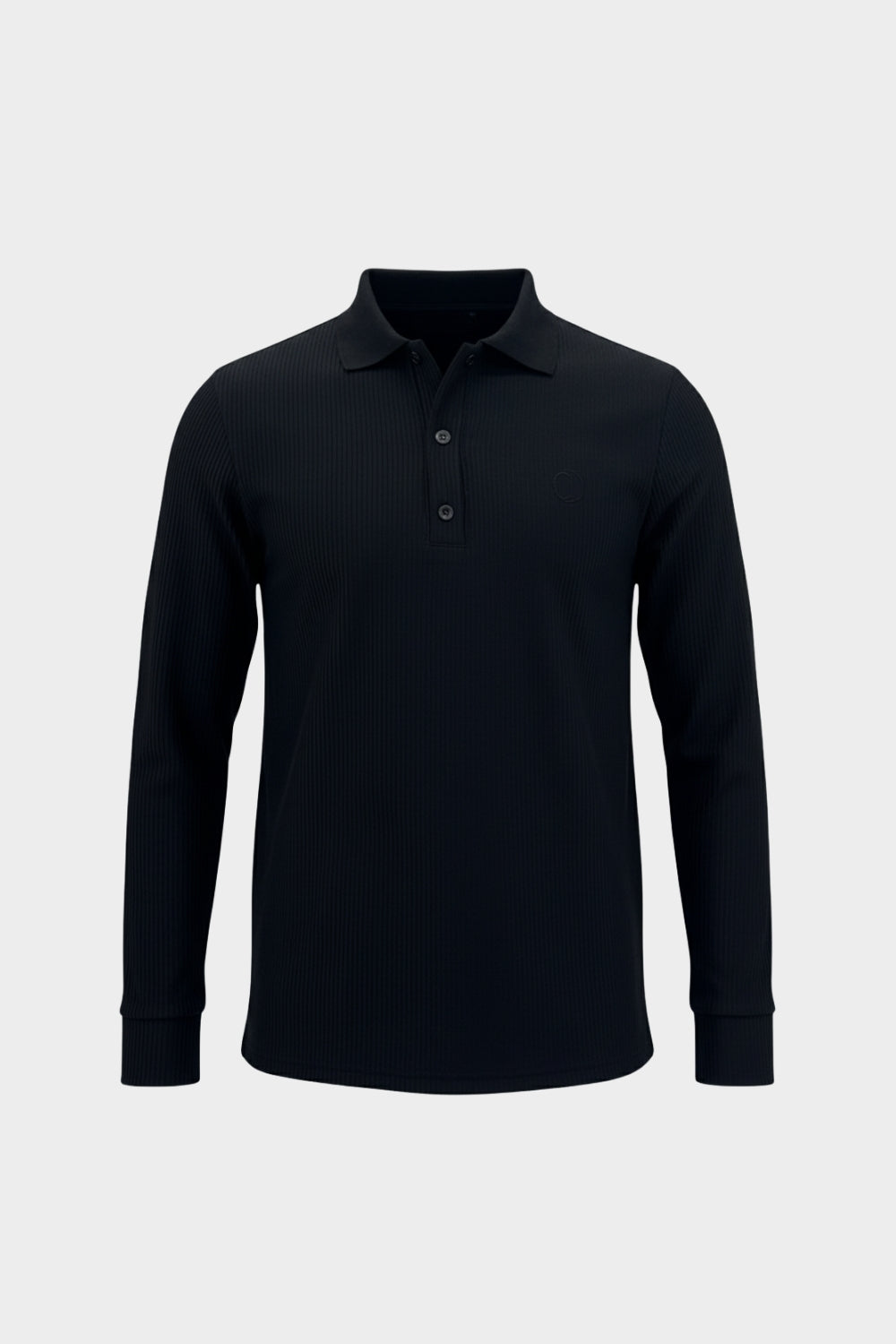 THE RIBBED LONGSLEEVE POLO JET BLACK
