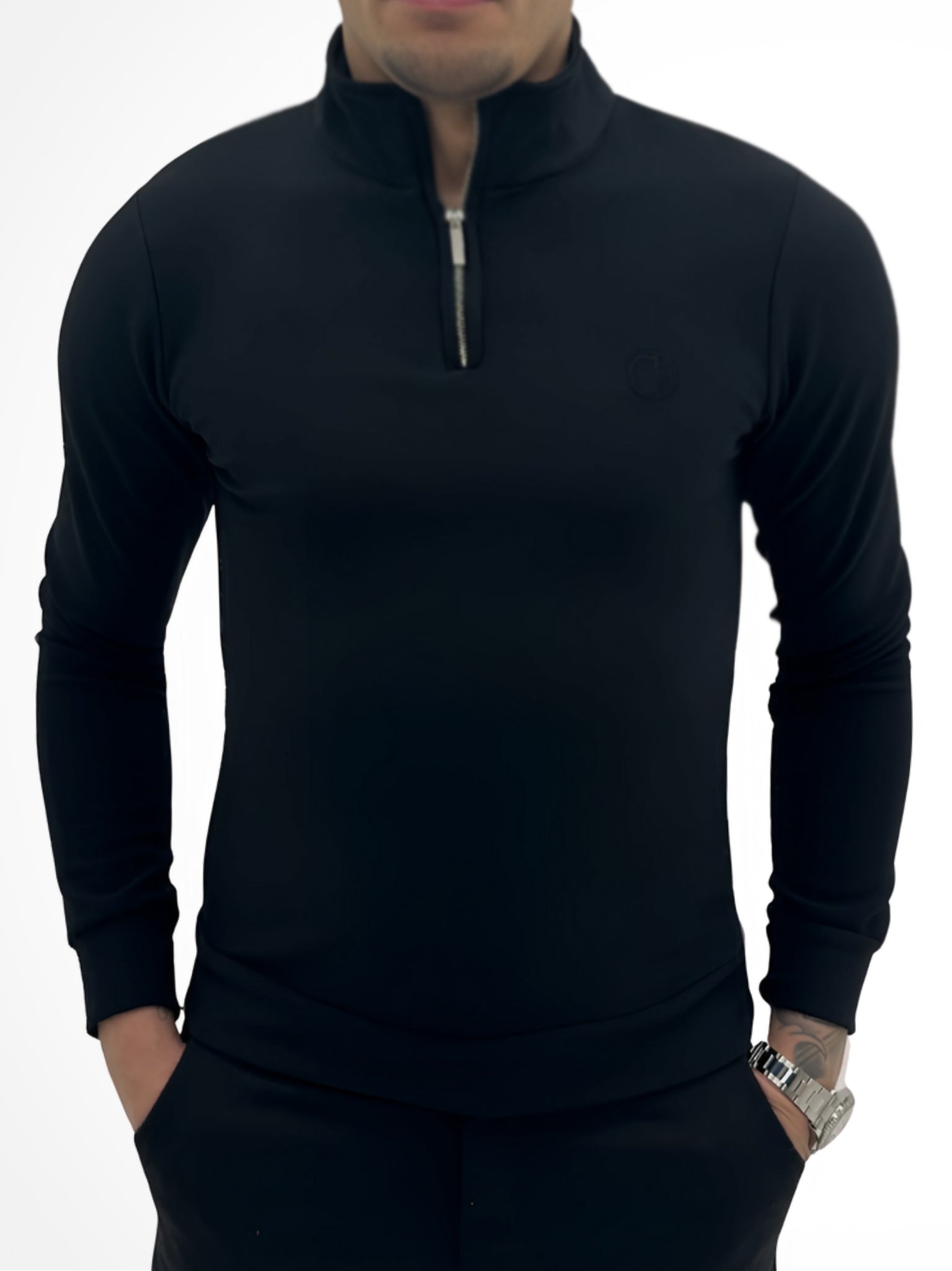 THE MILAN HALF-ZIP PULLOVER – JET BLACK
