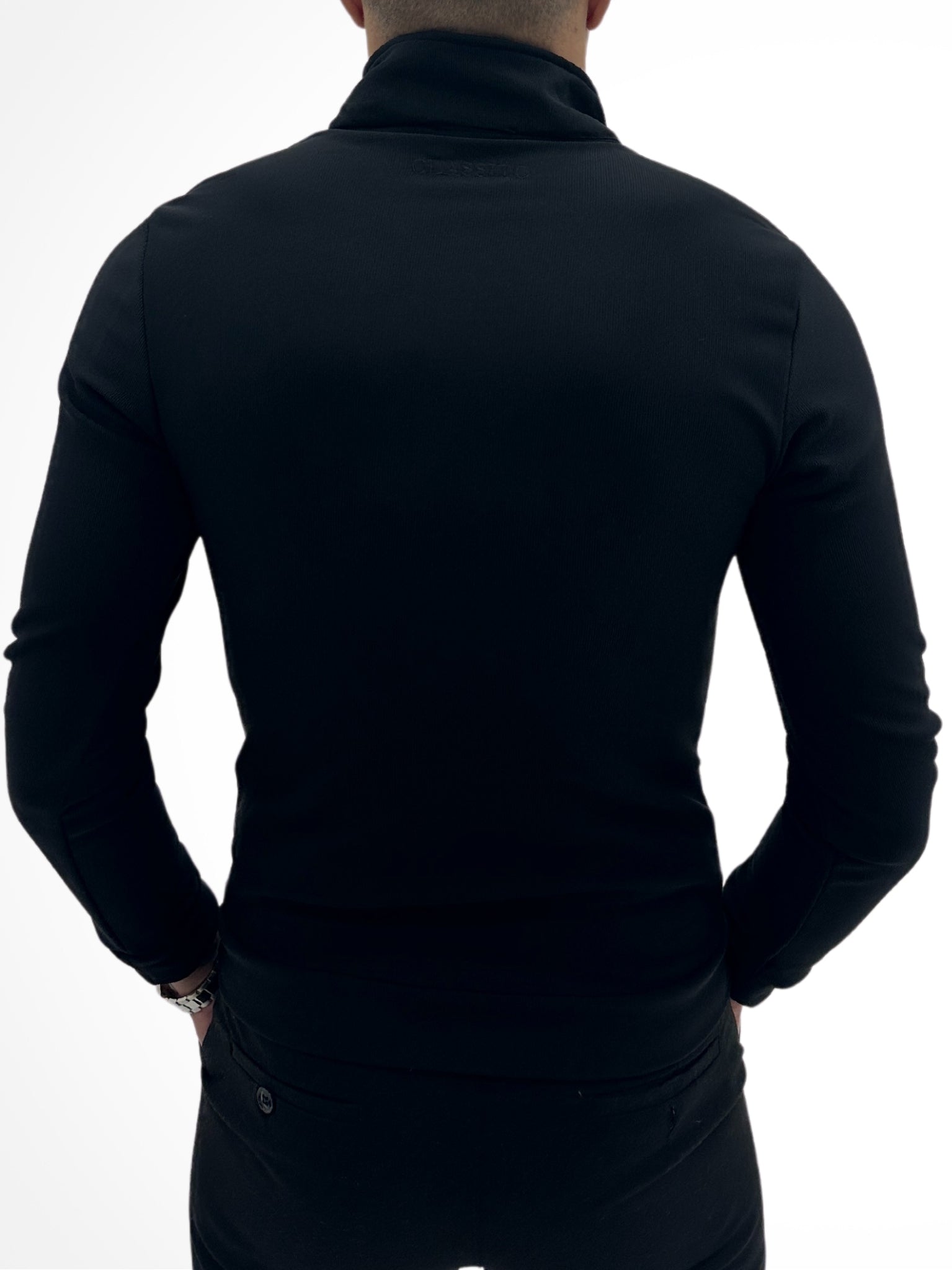 THE MILAN HALF-ZIP PULLOVER – JET BLACK