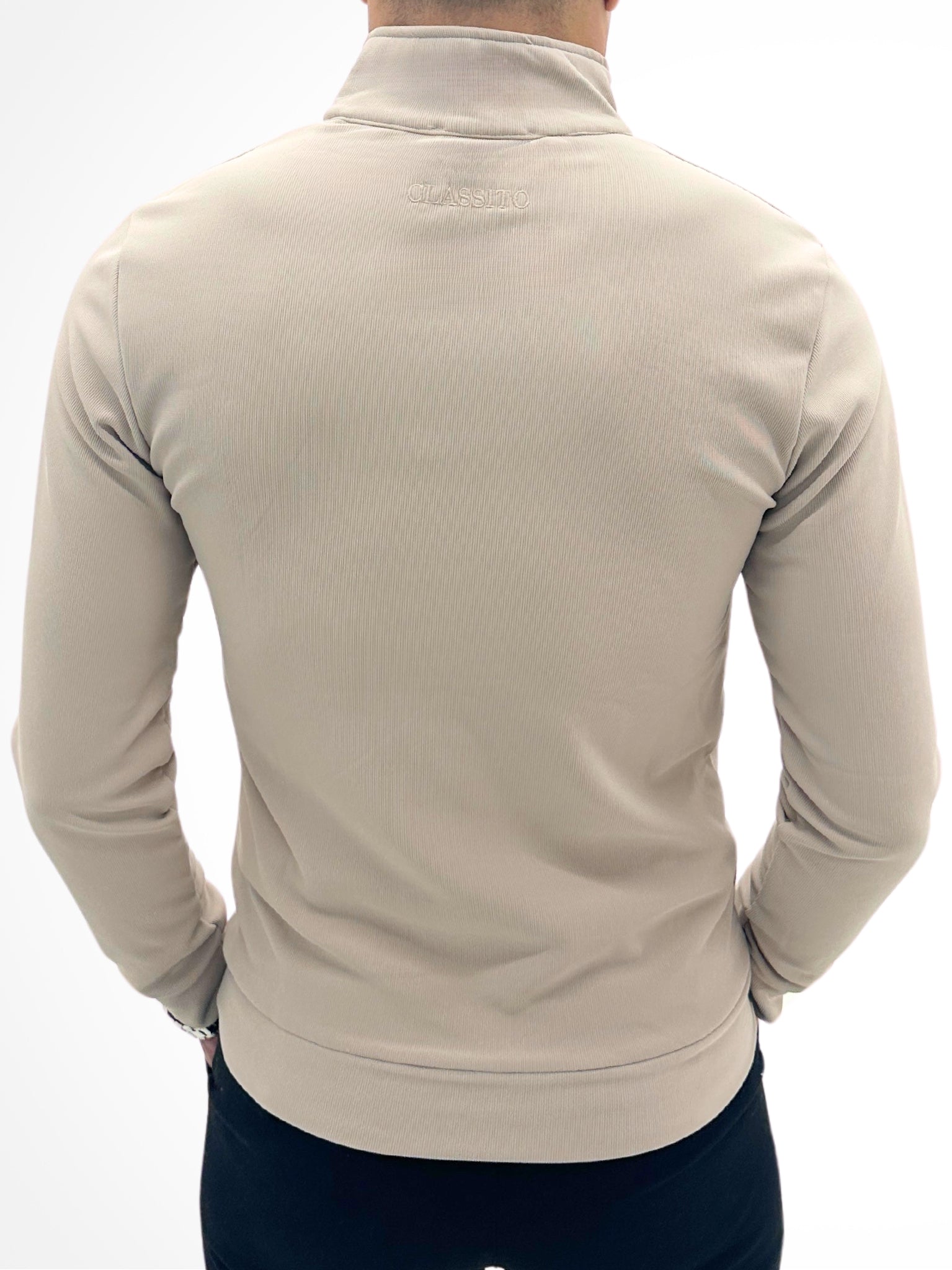 THE MILAN HALF-ZIP PULLOVER – CREAM BEIGE