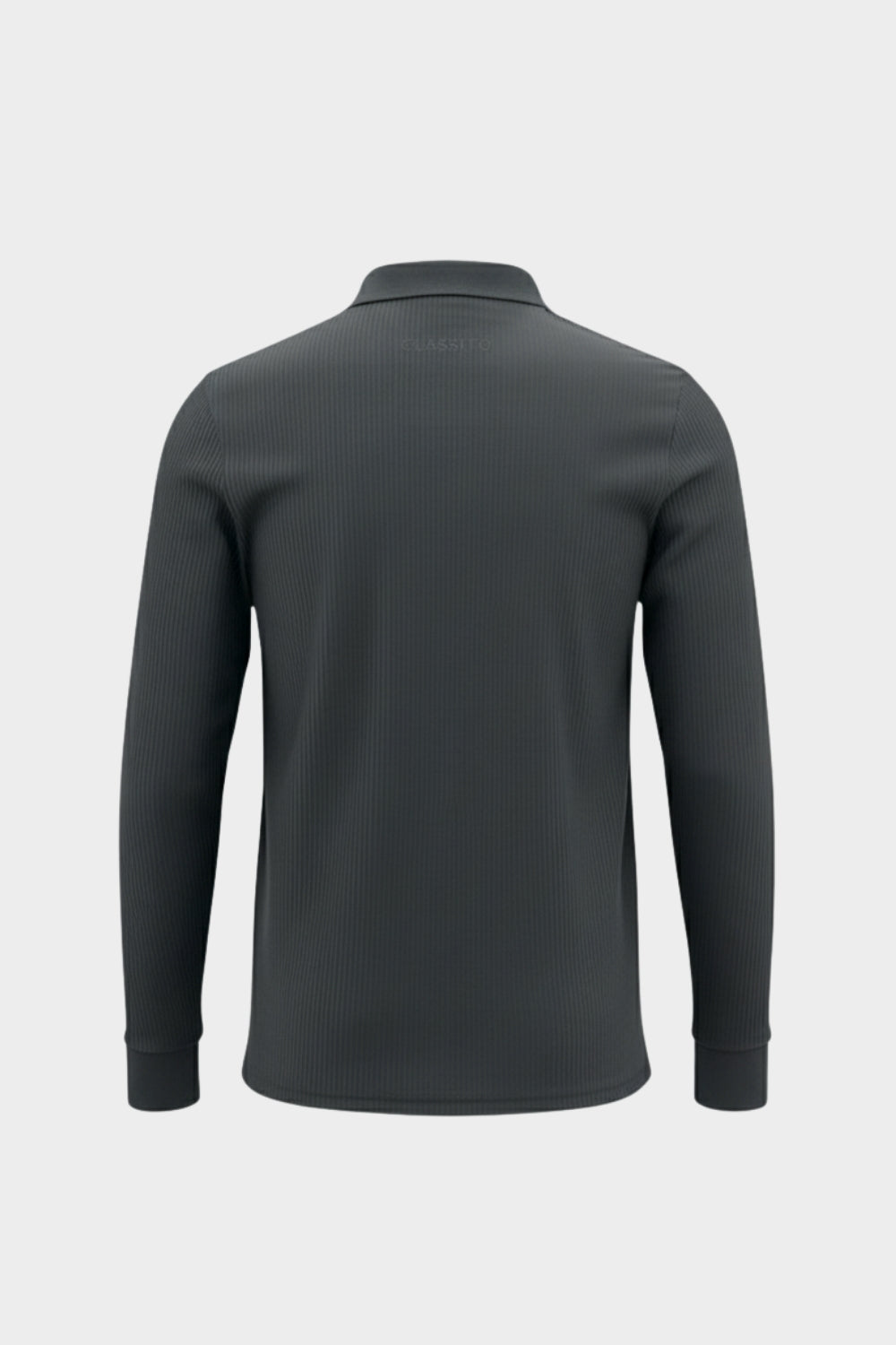 THE RIBBED LONGSLEEVE POLO DARK GRAY