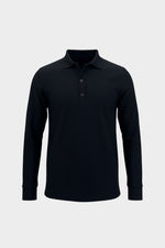 THE RIBBED LONGSLEEVE POLO JET BLACK