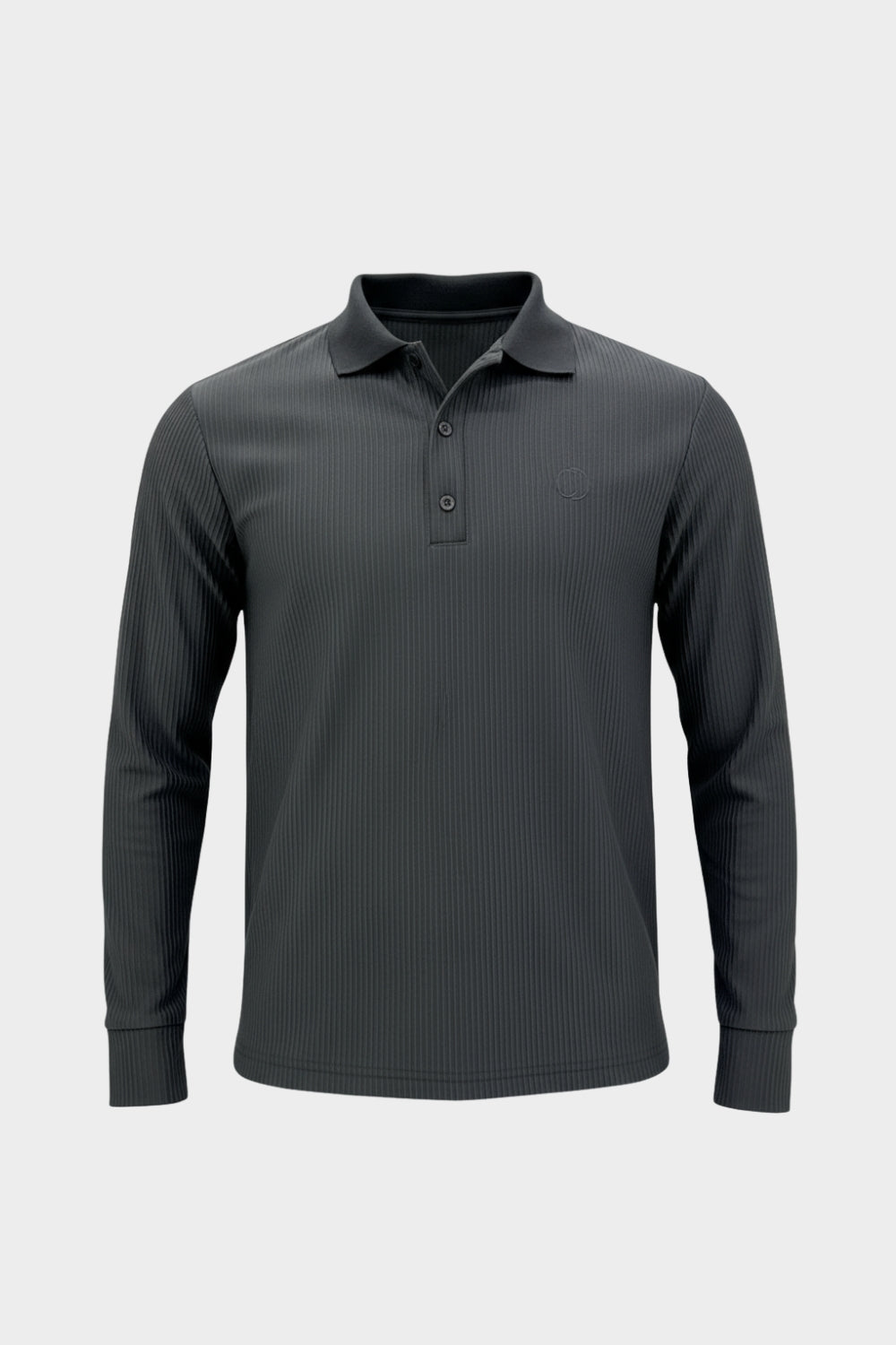 THE RIBBED LONGSLEEVE POLO DARK GRAY