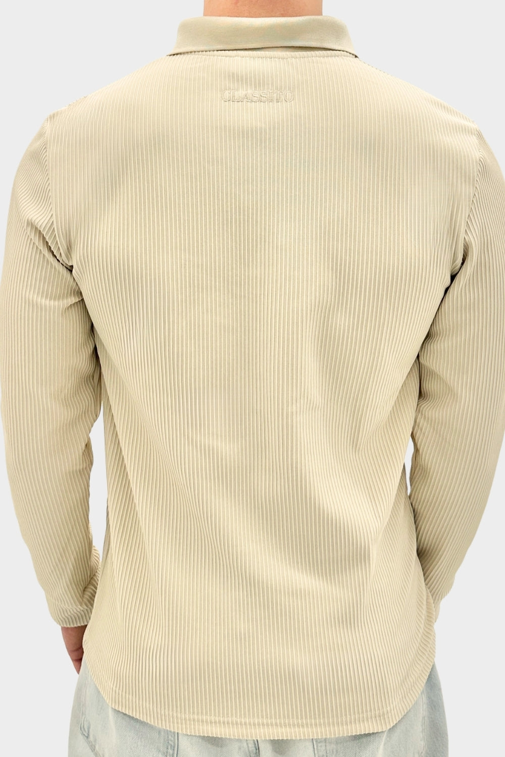 THE RIBBED LONGSLEEVE POLO BEIGE