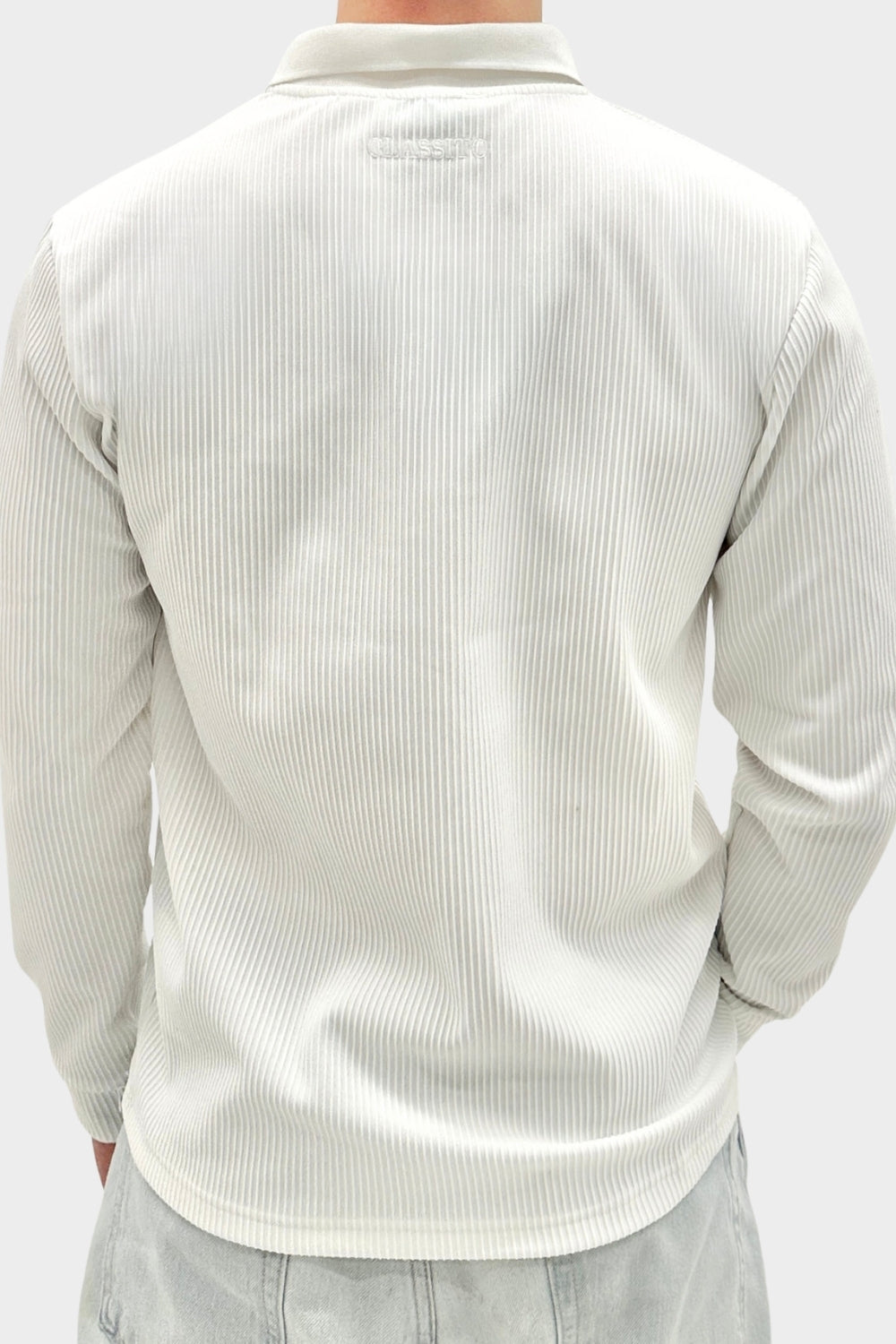 THE RIBBED LONGSLEEVE POLO OFF-WHITE