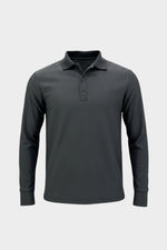 THE RIBBED LONGSLEEVE POLO DARK GRAY
