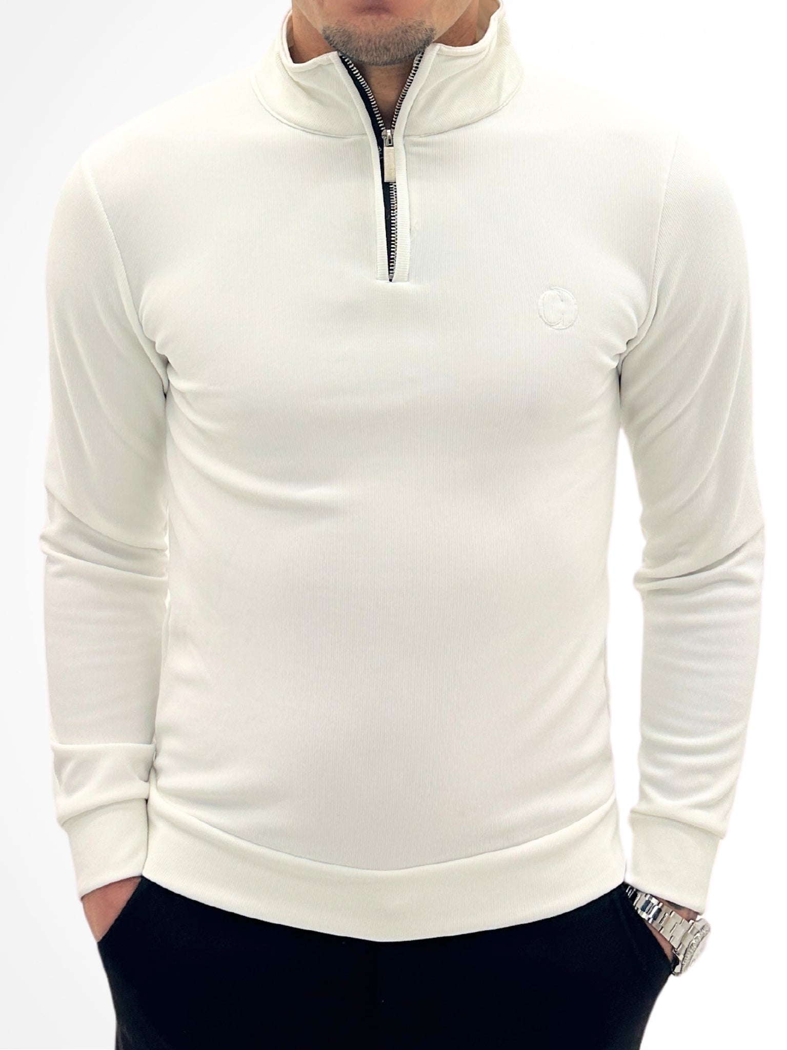 THE MILAN HALF-ZIP PULLOVER – OFF-WHITE