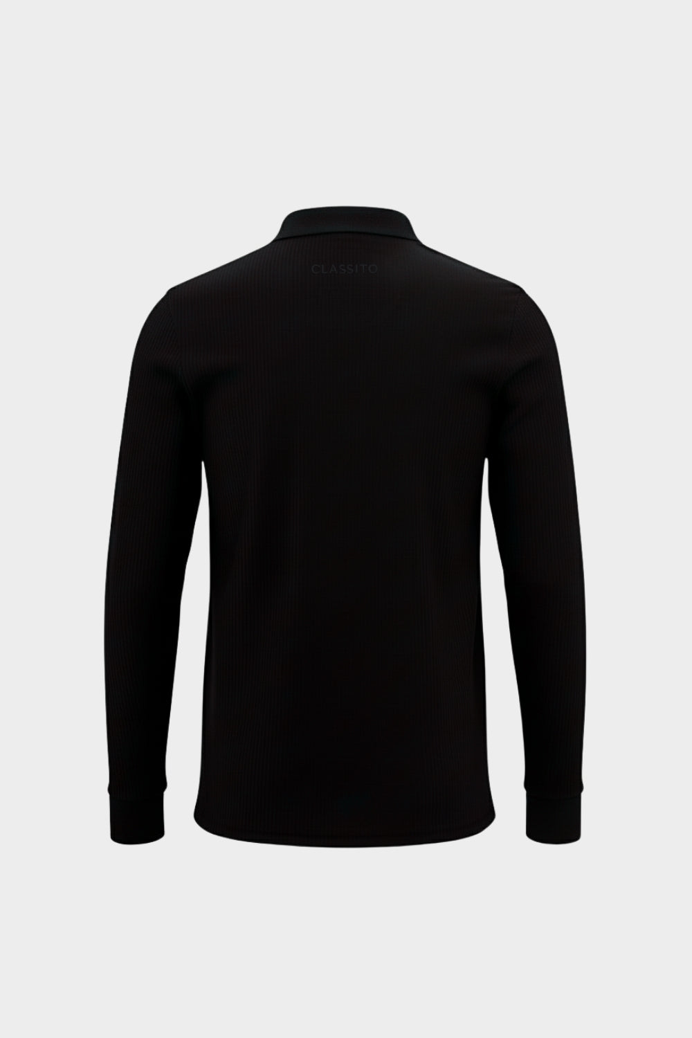 THE RIBBED LONGSLEEVE POLO JET BLACK
