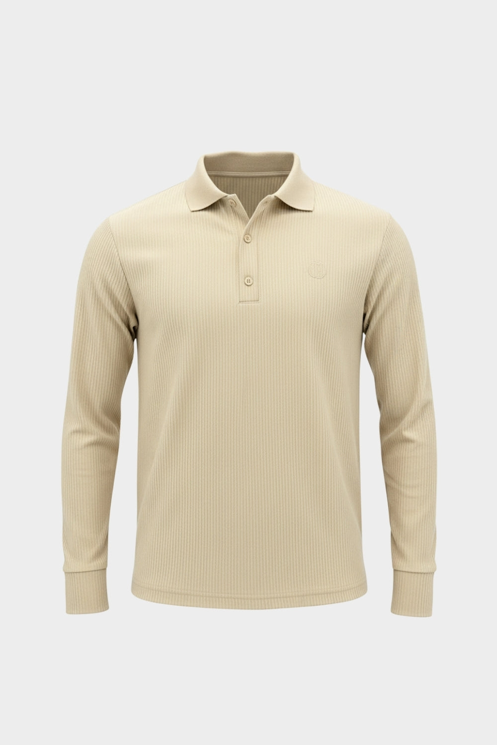 THE RIBBED LONGSLEEVE POLO BEIGE