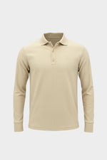 THE RIBBED LONGSLEEVE POLO BEIGE